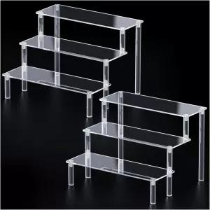 2팩 아크릴 디스플레이 스탠드 라이저 3단 향수 정리 컵케이크 팝 선반 홀더 피규어용 투명 책상 장신구