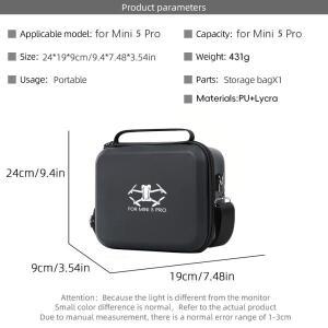 DJI 미니 5 프로 RC N3 케이스 대용량 휴대용 호환 PU 보관 가방 플라이 모어 콤보 드론 컨트롤러 키트용