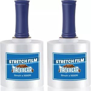 테이프베어 미니 클리어 스트레치 랩 필름 80 게이지 5인치 x 1000피트 손잡이가 있는 수축 롤 내구성이