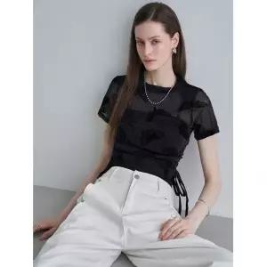 르니앤맥코이 나비 패턴 메탈 시스루 티셔츠 ML08TS757FJY 1181743