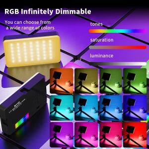 RGB 비디오 라이트 휴대용 호환 LED 카메라 패널 Vlog  화상 회의용 호환 풀 컬러 충전식 DSLR 조명