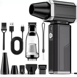 전기 에어 더스터 미니 진공 청소기 - 먼지 찌꺼기 제거를 위한 180000 RPM 터보 팬 2-in-1 압축 및