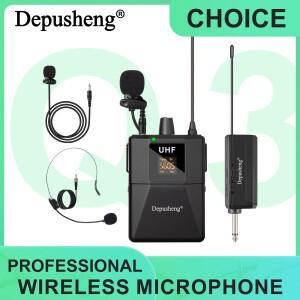 Depusheng Q3 전문가용 UHF 무선 마이크 라펠 헤드셋 휴대용 교육 노래 공연용