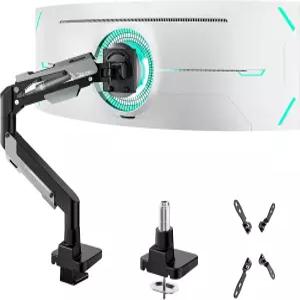 ARES 윙 헤비 듀티 싱글 모니터 암 - 24-57인치 스프링 알루미늄 마운트 클램프/그롬트 데스크 75/100/200