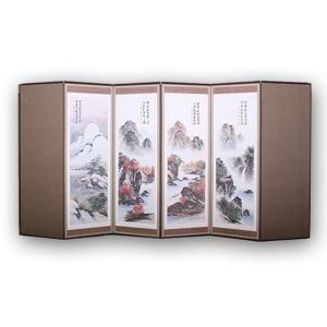 AW5DE4C7 두레공예사옥비단미니옥추사산수화6폭병풍 커버포함 학교 관공서 성묘용 제수용품 차례상