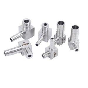 호환 90도 엘보 앵글 M8 10 12 14 16 18 20 22 Metrci 남성 x 6-19mm 호스 바브 304 스테인리스 스틸 파이