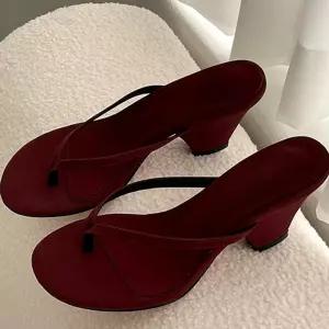 하계 빈티지 여성 양가죽 MN 하이힐 웨지힐 통굽 샌들 프렌치 인기2