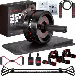 리더 앱 롤러 휠 있는 운동 키트 저항 밴드 무릎 매트 줄넘기 푸시업 바