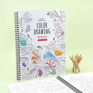 힐링컬러드로잉(쉬운버전)색칠공부책 도구 그림 링북 링책 어르신선물 스케치크로키북 드로잉 놀이