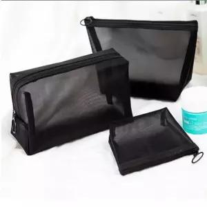 빠띠라인 링타입 고급형 블랙메쉬 파우치 3종세트치 다용도치 여행치 지퍼치 화장품치 메이크업치 용치 정