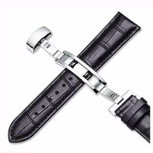 버튼형 가죽시계줄 밴드 +스틸 편한착용 시계 손목 형줄