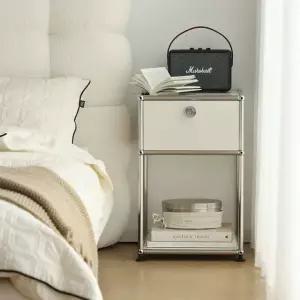 침실 협탁 침대 옆 사이드테이블 수납장 인테리어 심플 낮은 미니 스틸