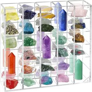 아크릴 암석 디스플레이 케이스 거울 뒷면이 있는 조절 가능한 캐비닛 벽걸이 돌 보관함 쇼케이스 수집품
