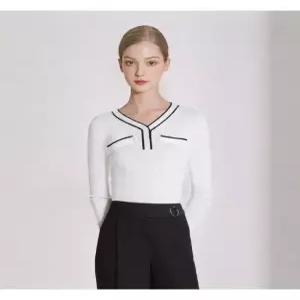 [숲][숲] 브이넥 라인 배색 니트 (SZ3LK80)