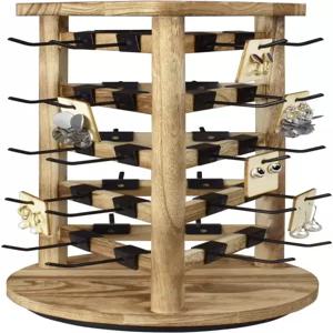 아이키 디자인 나무 회전 주얼리 디스플레이 스탠드 타워 30개의 탈착식 후크 귀걸이 카드 수납 홀더