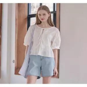 [숲][숲] 리본 타이 레이스 블라우스 이너 세트 (SB5TXE1)