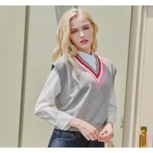 [숲][숲] 브이넥 믹스드 컬러 니트 베스트 (SYAVK80)