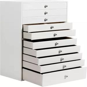 GUKA 대형 주얼리 박스 크고 작은 위한 서랍 10개가 있는 케이스 시계 귀걸이 목걸이 반지 팔찌 생일 결혼