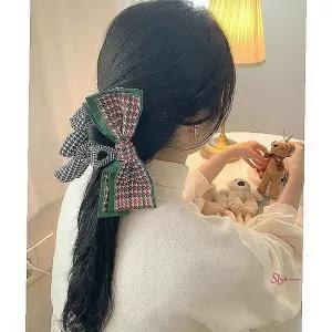 곰돌이집게핀 체크 긴머리 인형 리본 반 헤어 큰집게핀 무늬pqr832