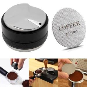 51MM 커피 깊이 변조기 스크린 가능한 51MM 에스프레소 레벨러 조절 디스트리뷰터 듀얼 변조기 전문 핸드 헤드 바리스타