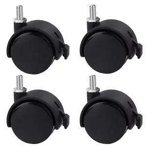 길드리 나사산 캐스터 교체용 M8-1.25 회전 스템 잠금 브레이크가 있는 사무용 의자 바퀴 트윈 4개 세트