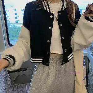 여자야구점퍼 오버핏 세미 크롭 여성 데일리 캐주얼 아우터 여학생 여대생 바시티 자켓qes326