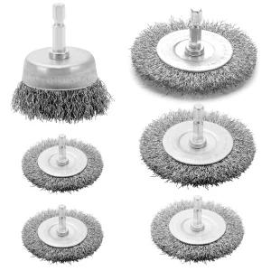 드릴용 VIDICA 와이어 브러시 세트 6개 1/4인치 육각 생크가 있는 휠 녹 페인트 및 부식 제거를 위한