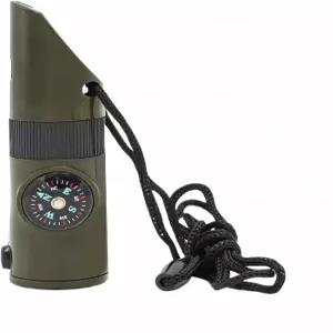 긴급 7-in-1 서바이벌 호루라기 키트 120dB의 시끄러운 안전 나침반 온도계 LED 조명 신호 거울 및 야외