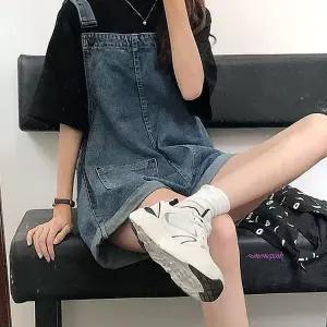 멜빵바지 슈트 팬츠 반바지 오버롤 데님 코디 점퍼 수트 청멜빵 여성 롤업 여자vwx530