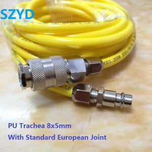 호환 510 15 20미터 노란색 PU 기관 8x5mm 서리 저항 폴리우레탄 컴프레서 호스 표준 유럽 조인트 덕트