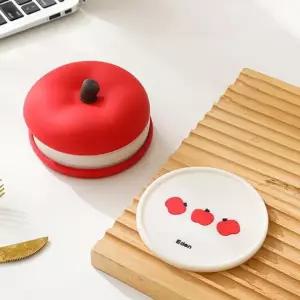 실리콘 사과 컵 받침대 5p세트 티코스터 주방잡화 티매트
