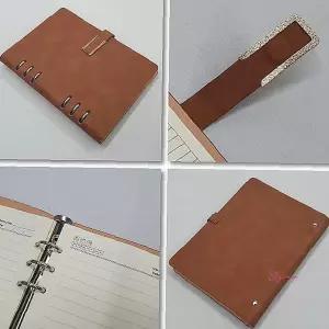 다이어리 6공 데일리 캐릭터 만년형 바인더 노트 A5 브라운ijk236