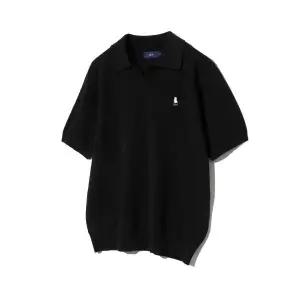 예일 YALE 컴포트 쿨 슬릿넥 폴로 니트 블랙 204859