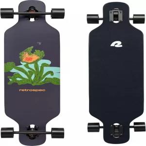 레트로스펙 트 드롭스루 롱보드 스케이트보드 출퇴근 크루즈 조각 및 내리막 라이딩을 위한 트럭이 장착된