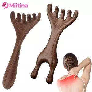 괄사 나무 마사지 긁개 스파 휴대용 경락 건강 관리 빗 헤어 케어 두피