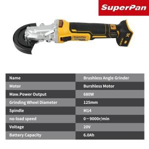 슈퍼팬 405FN 산업용 18V 앵글 그라인더 - 125mm 8500 RPM 브러쉬리스 충전식 절단 및 연마 도구
