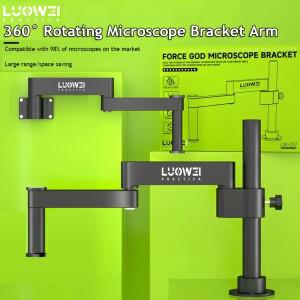 Luowei LW-017 현미경 스윙 암 360 ° 움직일 수  보편적인 금속 부류 알루미늄 망원경 접히는 란 지원 막