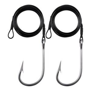 400파운드 나일론 코팅 케이블 리더가 장착된 대형 게임 스테인리스 스틸 낚시 훅, 상어 참치 소금물 낚시를 위한 서핑 장비 리깅