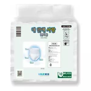유니온 성인팬티형 기저귀 노인 간병 요양 중형 10개용 뽀송뽀송한 어르신용 요실금 요양원 가성비 저기 실