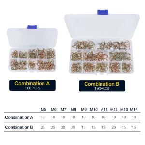 호환 50-190개 연료 라인 호스 수도관 공기 튜브 스프링 클립 클램프 모음 키트 - 크기 5-14mm(0.2-0.55인