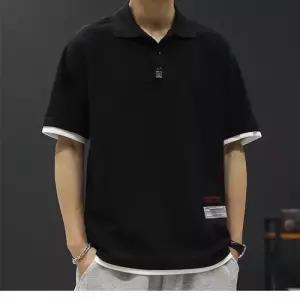 원더맨 남친 하계 캐주얼 데일리룩 반팔티 카라 빅사이즈 폴라셔츠 가짜투피스 루즈핏 플러스 사이즈 300근