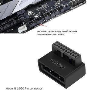 직각 USB 3.0 19/20핀 수-암 어댑터 마더보드 PC 유선형 케이블  90도 회전 커넥터