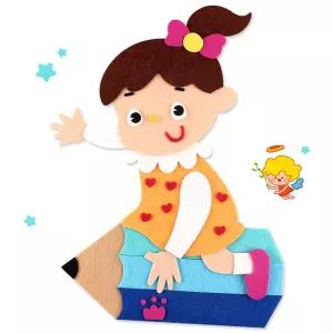 펠트 연필타는여아환경판장식 꾸미기재료 교실미화 유치원 구성 꾸미기