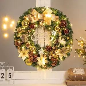 크리스마스 리스 대형 문 벽걸이 LED조명 화환장식 인테리어 계단용 벽트리 소품