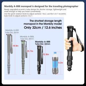 맨빌리 휴대용 호환 경량 모노포드 알루미늄 DSLR 카메라용 호환 소니 호환 보관용 호환 32cm 삼각대 셀카