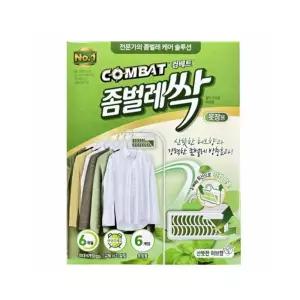 컴배트 좀벌레싹 옷장용 6개입 산뜻한 허브향용방충제 향약 좀벌레 집안 서랍 장롱 나프탈렌 탈취 가구 좀