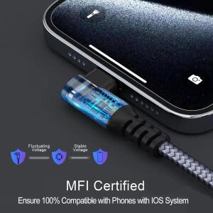 LAIHONEN MFi 인증 USB-조명 케이블iPhone 호환  14 13 12 Pro 충전기 케이블 코드용 호환 고속 와이어