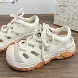 여성용 하계 캐주얼 MN 스트랩 샌들 어글리 슈즈 올백 로마 스포츠 위에 펀칭 등산화 OOTD2