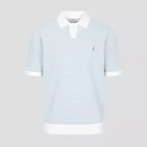 빈폴 25FW BC5751C14Q 투톤 오픈칼라넥 니트 - 스카이블루 1189764