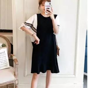 [주식회사 브이와이][JHP28P85_51IB]여성 휴양지원피스 가오리핏 페이크 원피스